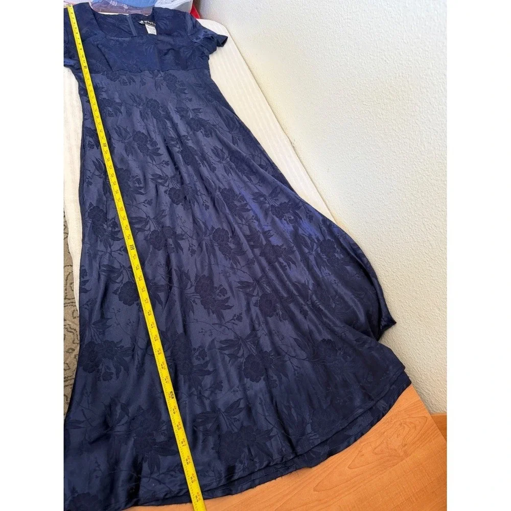 All That Jazz Womens Navy Blue Floral Jacquard Maxi Dress Size 13/14